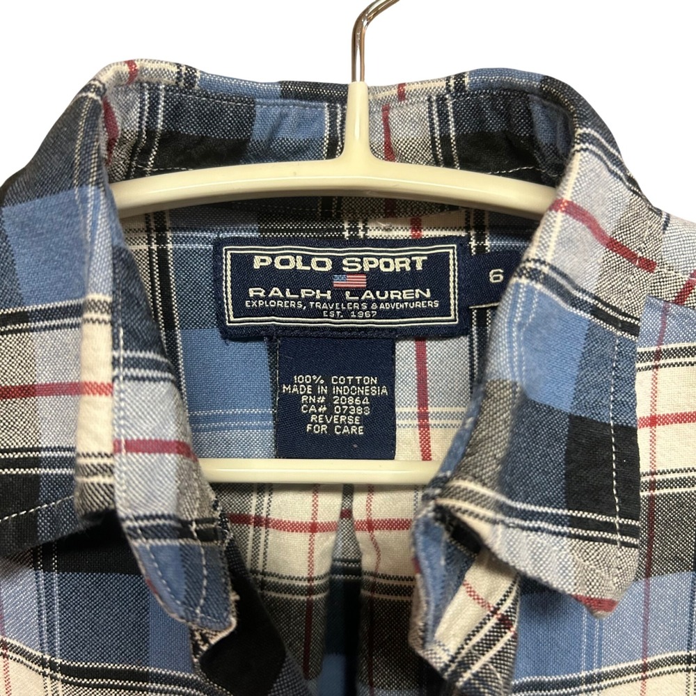 Polo Sport Ralph Lauren Boys Plaid Flannel Shirt PSRL Patch Size 6 Vintage Y2K - Picture 3 of 7